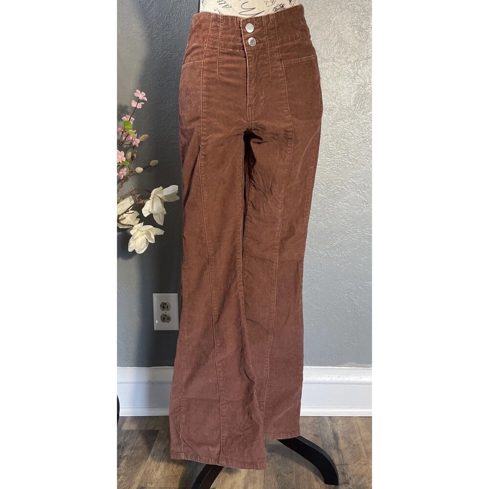 No Boundaries Brown Corduroy Flare Pants High Waisted 4 Wide Leg Retro Y2K